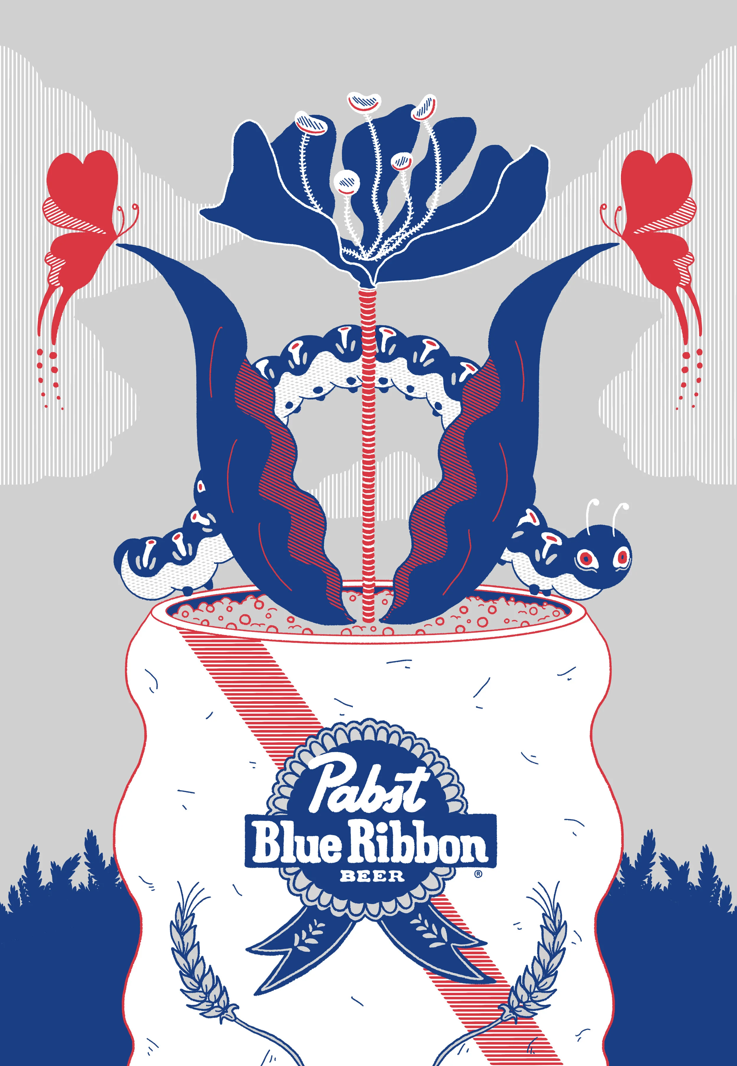 Pabst blue ribbon art can — hlee illustration